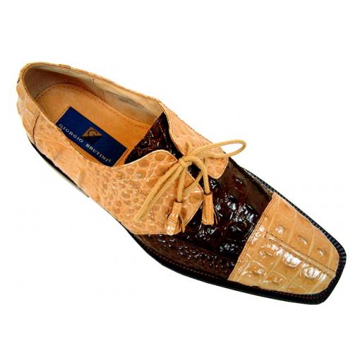 Giorgio Brutini Chocolate/Caramel Alligator Print Shoes 171454
